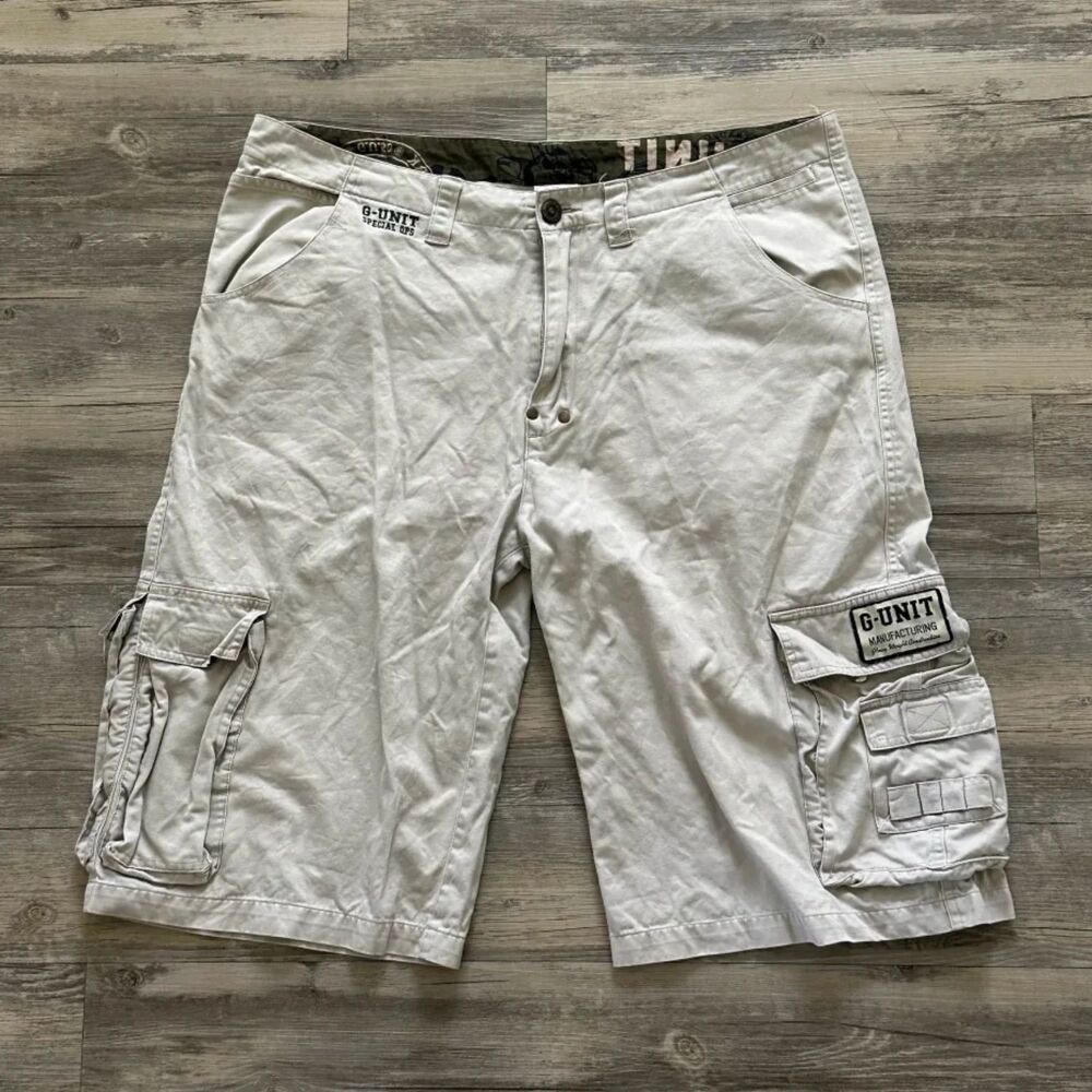 Vintage Y2K G-Unit Baggy Cargo Shorts Size 38 50 Cent Rap Hip-hop